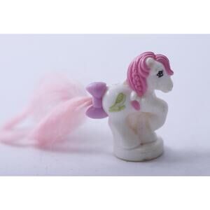 Petite Ponies, Ponytail Ponies, Brush, Little White Toy Figurine with Pink